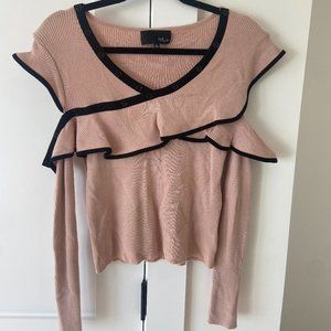 Pink cold shoulder long sleeve